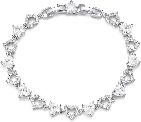 أساور التنس للنساء 14K الذهب / الذهب الأبيض مطلي 5 مم شكل قلب دائري مكعب زركونيا أساور العصرية الأنيقة حجر الراين سوار مجوهرات هدايا لزوجتها الأم in Kuwait