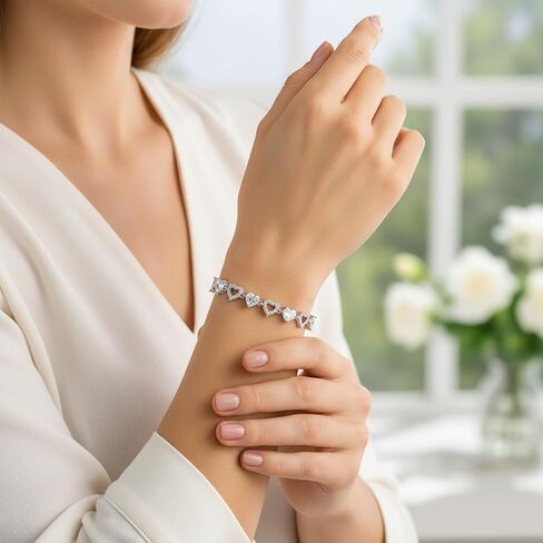 أساور التنس للنساء 14K الذهب / الذهب الأبيض مطلي 5 مم شكل قلب دائري مكعب زركونيا أساور العصرية الأنيقة حجر الراين سوار مجوهرات هدايا لزوجتها الأم in Kuwait