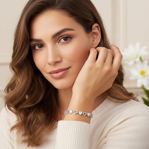 أساور التنس للنساء 14K الذهب / الذهب الأبيض مطلي 5 مم شكل قلب دائري مكعب زركونيا أساور العصرية الأنيقة حجر الراين سوار مجوهرات هدايا لزوجتها الأم in Kuwait