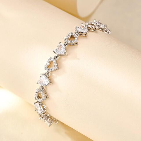 أساور التنس للنساء 14K الذهب / الذهب الأبيض مطلي 5 مم شكل قلب دائري مكعب زركونيا أساور العصرية الأنيقة حجر الراين سوار مجوهرات هدايا لزوجتها الأم in Kuwait