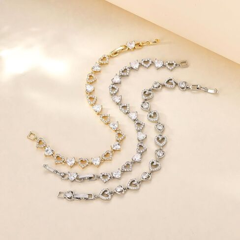 أساور التنس للنساء 14K الذهب / الذهب الأبيض مطلي 5 مم شكل قلب دائري مكعب زركونيا أساور العصرية الأنيقة حجر الراين سوار مجوهرات هدايا لزوجتها الأم in Kuwait