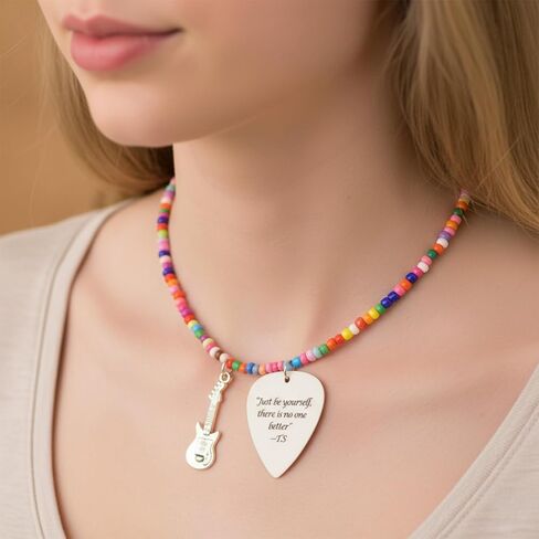 Tay Necklace Inspired Fans Gift Singer Merch Outfits Stuff Handmade Jewelry Quotes Guitar Pick Accessories Friendship Gift For Music Lover Birthday Gifts for Women Daughter Granddaughter Bestie in Saudi Arabia