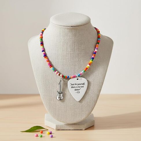 Tay Necklace Inspired Fans Gift Singer Merch Outfits Stuff Handmade Jewelry Quotes Guitar Pick Accessories Friendship Gift For Music Lover Birthday Gifts for Women Daughter Granddaughter Bestie in Saudi Arabia