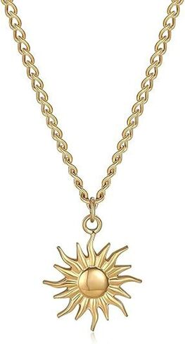 Gold Sun Necklace for Men Surfer Pendant Necklace Dainty Stainless Steel Sun Necklaces Trendy Summer Jewelry Gifts in Saudi Arabia