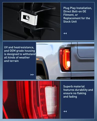 مجموعة الضوء الخلفي Nilight متوافقة مع GMC 2019 2020 2021 2022 2023 2024 Sierra 1500 LED نوع المصابيح الخلفية 2020-2024 Sierra 2500HD 3500HD استبدال المصباح الخلفي للسائق وجانب الركاب in Kuwait