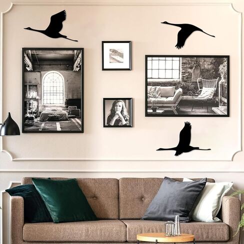 ruelen 6 Pcs Wood Wall Decor Wooden Flying Geese Wall Decor Wooden Wall Art Sign Wood Bird Wall Sculpture Animal Ornaments for Home Bedroom Living Room Kitchen Office (White) in Saudi Arabia