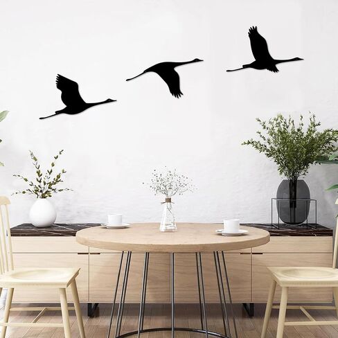 ruelen 6 Pcs Wood Wall Decor Wooden Flying Geese Wall Decor Wooden Wall Art Sign Wood Bird Wall Sculpture Animal Ornaments for Home Bedroom Living Room Kitchen Office (White) in Saudi Arabia