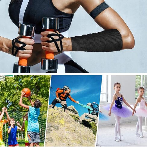 Pangda 12 Pack 1'' x 5 Yards Self Adhesive Bandage Wrap, Black Elastic Breathable Self Adherent Wrap for Sports, Toe, Wrist, Ankle, Swelling Wraps in Saudi Arabia