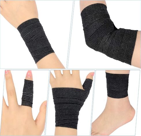 Pangda 12 Pack 1'' x 5 Yards Self Adhesive Bandage Wrap, Black Elastic Breathable Self Adherent Wrap for Sports, Toe, Wrist, Ankle, Swelling Wraps in Saudi Arabia