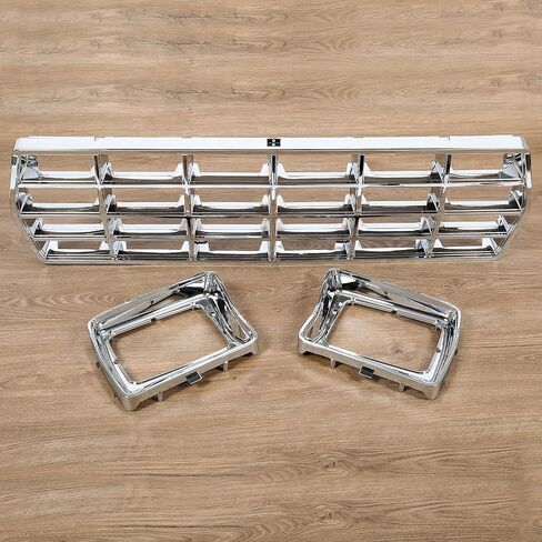 الشبكة الأمامية وإطار المصباح الأمامي من HECASA متوافق مع 1978-1979 Ford Bronco F100 F150 F250 F350 لاستبدال FO1200111 D8TZ8150C FO2513115 FO2512114 كروم فضي in Saudi Arabia