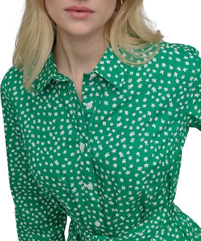 DKNY Womens Long Sleeve Collared Tie Fit & Flare Mini Dress in Saudi Arabia