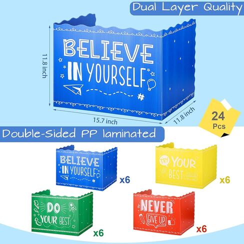 24-Pack Desk Dividers for Students Waterproof Durable Plastic Study Carrel Divider, Easy-to-Clean Classroom Privacy Divider Shield for School Teacher Supplies (Black) in Kuwait