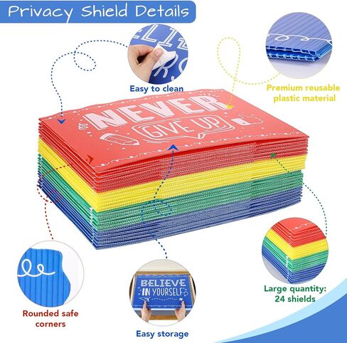 24-Pack Desk Dividers for Students Waterproof Durable Plastic Study Carrel Divider, Easy-to-Clean Classroom Privacy Divider Shield for School Teacher Supplies (Black) in Kuwait