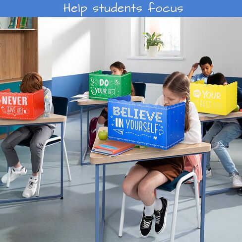 24-Pack Desk Dividers for Students Waterproof Durable Plastic Study Carrel Divider, Easy-to-Clean Classroom Privacy Divider Shield for School Teacher Supplies (Black) in Kuwait