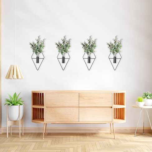 4 قطع ديكور حائط نباتي، نباتات معلقة هندسية ديكور صناعي، ديكور غرفة المعيشة بوهو، فن الحائط، جدار ديكور حديث للمنزل وغرفة النوم وغرفة المعيشة والمكتب (الأوكالبتوس) in Kuwait