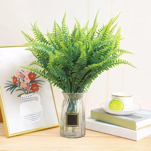 3 Bundles Faux Fern Artificial Boston Ferns Fake Plants Plastic Greenery Shrubs for Outdoor and Indoor Decoration Spring Home Gardens Patio Yards in Saudi Arabia