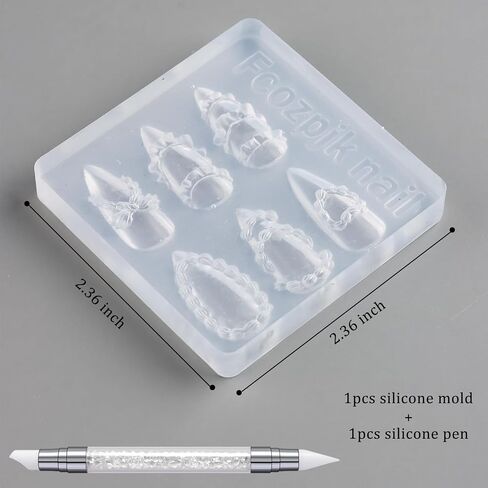 Silicone Nail Art Molds, 2PCS 3D Flowers Nail Charm Molds with Carving Pen Clear Modeling Templates Hibiscus Flowers Cherry Blossom Design Mold for Resin Epoxy Professional Supplies in Saudi Arabia