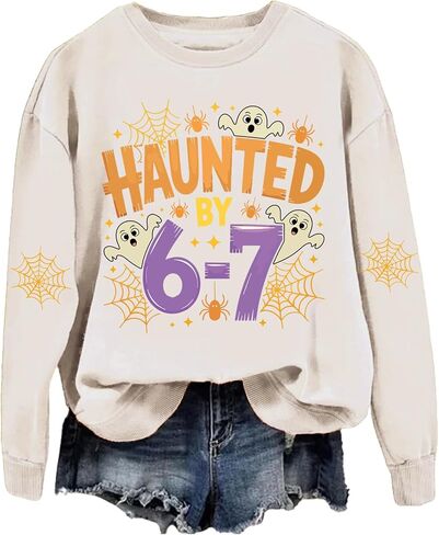 Haunted by 6-7 Sweatshirt Halloween Ghosts Sweatshirts Six Seven Halloween Shirt Tops in Saudi Arabia