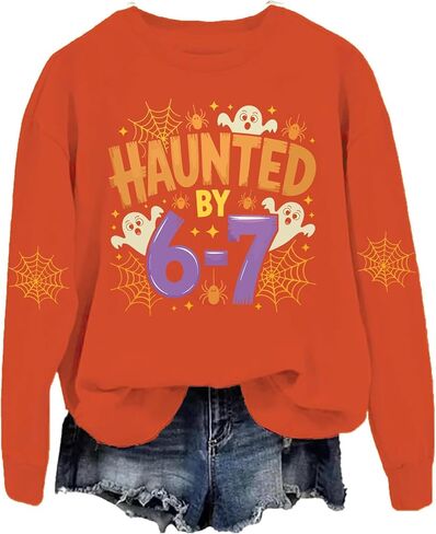 Haunted by 6-7 Sweatshirt Halloween Ghosts Sweatshirts Six Seven Halloween Shirt Tops in Saudi Arabia