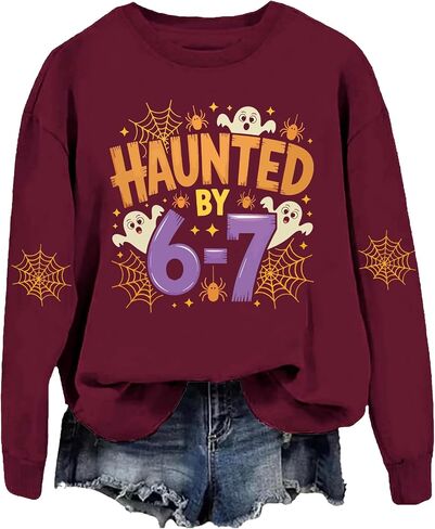 Haunted by 6-7 Sweatshirt Halloween Ghosts Sweatshirts Six Seven Halloween Shirt Tops in Saudi Arabia