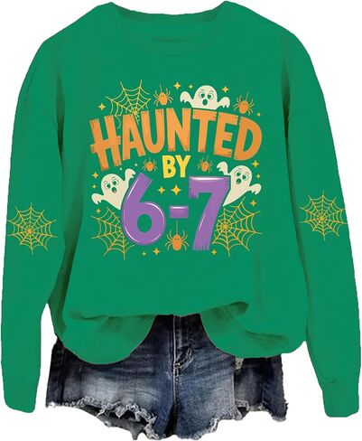 Haunted by 6-7 Sweatshirt Halloween Ghosts Sweatshirts Six Seven Halloween Shirt Tops in Saudi Arabia