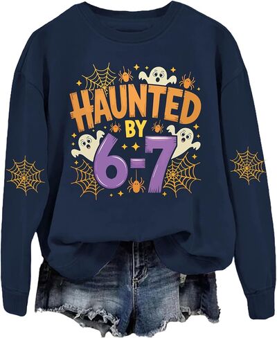 Haunted by 6-7 Sweatshirt Halloween Ghosts Sweatshirts Six Seven Halloween Shirt Tops in Saudi Arabia