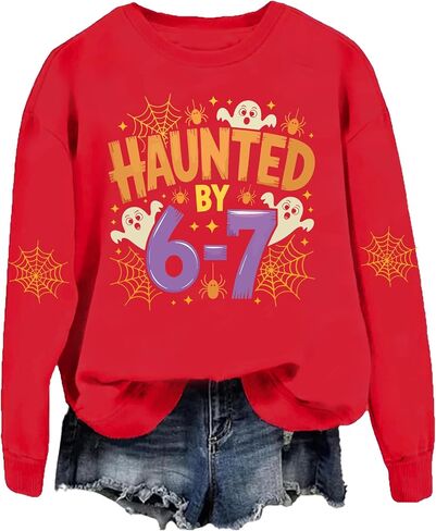 Haunted by 6-7 Sweatshirt Halloween Ghosts Sweatshirts Six Seven Halloween Shirt Tops in Saudi Arabia
