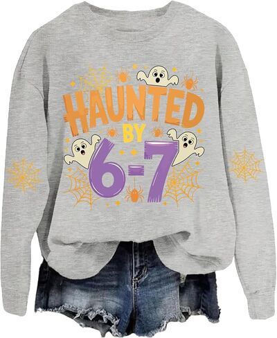 Haunted by 6-7 Sweatshirt Halloween Ghosts Sweatshirts Six Seven Halloween Shirt Tops in Saudi Arabia