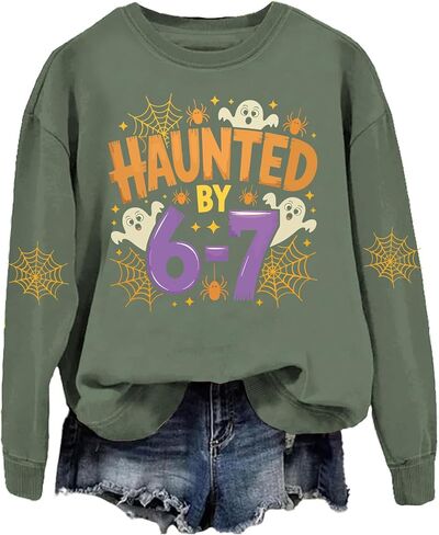 Haunted by 6-7 Sweatshirt Halloween Ghosts Sweatshirts Six Seven Halloween Shirt Tops in Saudi Arabia