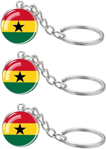 3 قطع سلسلة مفاتيح علم غانا، سلسلة مفاتيح رائعة لمفاتيح السيارة، حلقات مفاتيح وسلاسل مفاتيح من الفولاذ المقاوم للصدأ، تستخدم لتزيين المنزل، وديكورات تعليق المجوهرات. in Kuwait