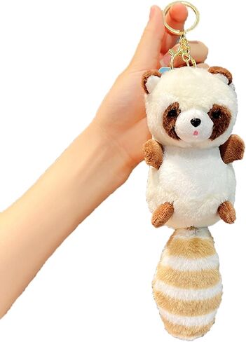 Plush Big Tailed Raccoon Charm Keychains Cute Pendant Car Keyring Backpack Decoration Fashion Jewelry for Women Girls in Saudi Arabia