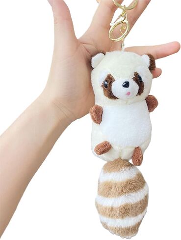 Plush Big Tailed Raccoon Charm Keychains Cute Pendant Car Keyring Backpack Decoration Fashion Jewelry for Women Girls in Saudi Arabia