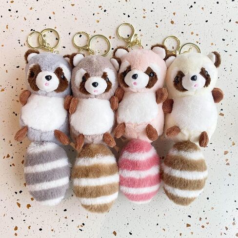 Plush Big Tailed Raccoon Charm Keychains Cute Pendant Car Keyring Backpack Decoration Fashion Jewelry for Women Girls in Saudi Arabia