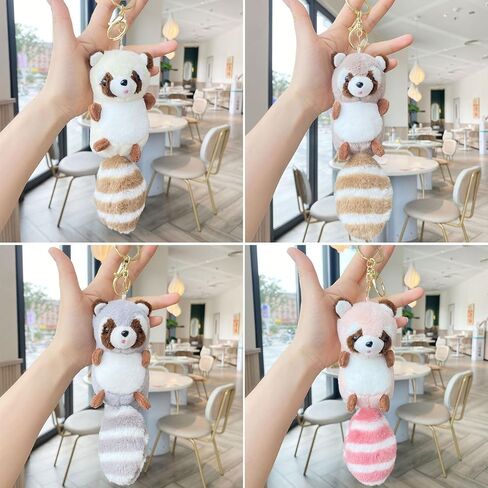 Plush Big Tailed Raccoon Charm Keychains Cute Pendant Car Keyring Backpack Decoration Fashion Jewelry for Women Girls in Saudi Arabia