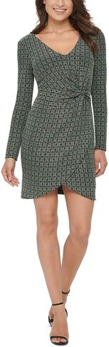 GUESS Womens Faux Wrap Metallic Longsleeve Dress in Saudi Arabia