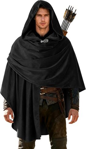 VZQI Hooded Cloak - Halloween Short Medieval Fantasy Cape for Cosplay - Unisex Renaissance Costume in Saudi Arabia