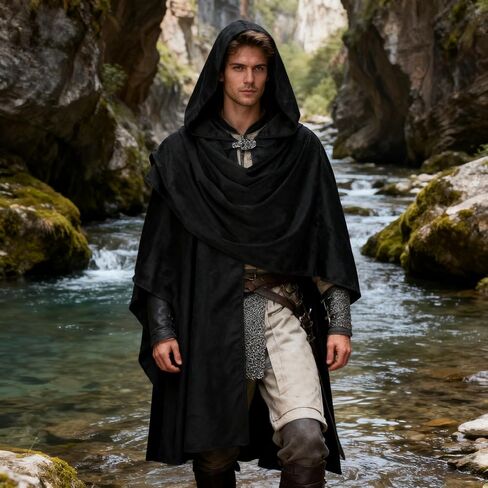 VZQI Hooded Cloak - Halloween Short Medieval Fantasy Cape for Cosplay - Unisex Renaissance Costume in Saudi Arabia