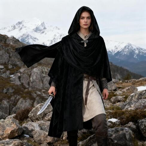 VZQI Hooded Cloak - Halloween Short Medieval Fantasy Cape for Cosplay - Unisex Renaissance Costume in Saudi Arabia
