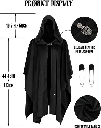 VZQI Hooded Cloak - Halloween Short Medieval Fantasy Cape for Cosplay - Unisex Renaissance Costume in Saudi Arabia