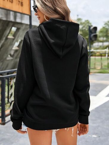 SweatyRocks Women's Graphic Print Drawstring Hoodie Pullover Lined Sweatshirt with Pocket in Saudi Arabia
