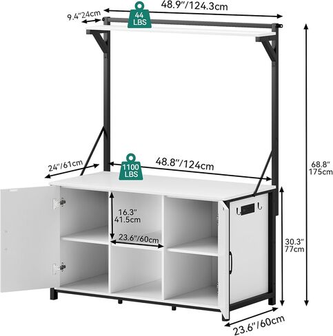 YITAHOME 120 Gallon Fish Tank Stand with Power Outlets, Heavy Duty Metal Large Aquarium Stand with Cabinet, Reptile Terrariums Table for Turtle Accessories Storage,1100LBS Capacity, Black in Kuwait
