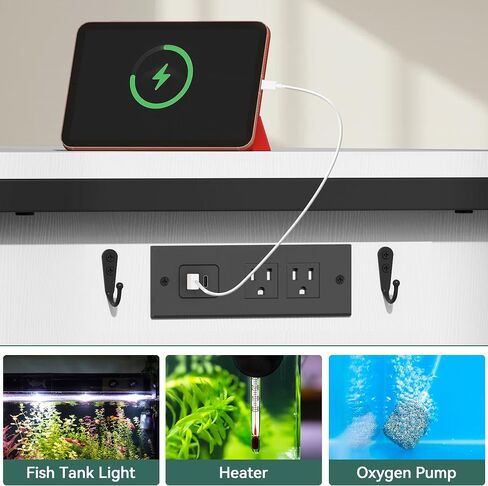 YITAHOME 120 Gallon Fish Tank Stand with Power Outlets, Heavy Duty Metal Large Aquarium Stand with Cabinet, Reptile Terrariums Table for Turtle Accessories Storage,1100LBS Capacity, Black in Kuwait