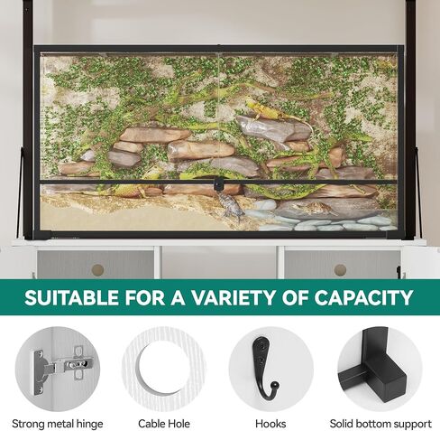YITAHOME 120 Gallon Fish Tank Stand with Power Outlets, Heavy Duty Metal Large Aquarium Stand with Cabinet, Reptile Terrariums Table for Turtle Accessories Storage,1100LBS Capacity, Black in Kuwait