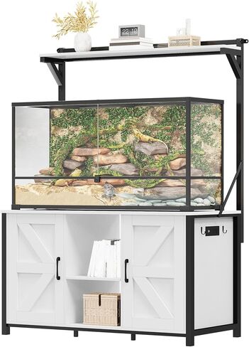 YITAHOME 120 Gallon Fish Tank Stand with Power Outlets, Heavy Duty Metal Large Aquarium Stand with Cabinet, Reptile Terrariums Table for Turtle Accessories Storage,1100LBS Capacity, Black in Kuwait