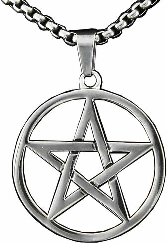 vogueteen Men Pagan Wicca Inverted Star Pentagram Stainless Steel Pendant Necklace Chain in Kuwait