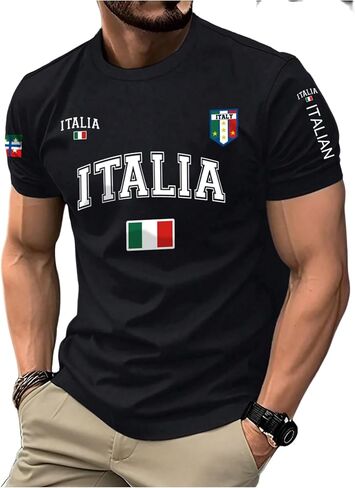 SweatyRocks Men's Italia Flag Short Sleeve Graphic T Shirt Crew Neck Casual Summer Tees in Saudi Arabia