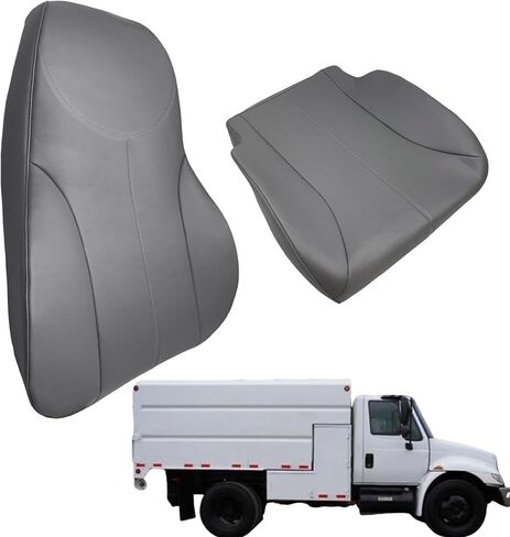 Silscvtt 2PCS Gray Artificial Leather Seat Cover Front Driver Side Backrest and Bottom Replacement for International 4200 4300 4400 Air Ride 2001-2007 in Saudi Arabia