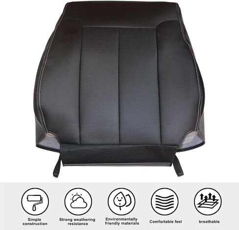 غطاء مقعد جلدي بديل للسائق الأمامي من SecosAutoparts باللون الأسود متوافق مع Ford F150 Lariat 2009 2010 2011 2012 2013 2014 in Saudi Arabia