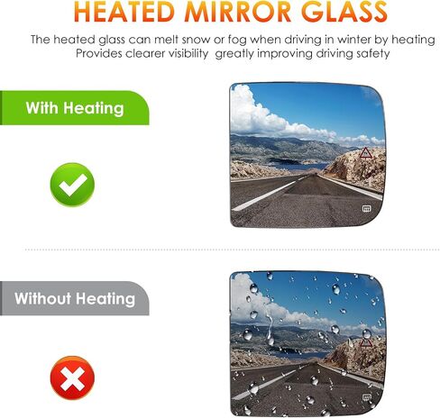 Driver Side Mirror Glass Replacement Fits for 2009 Dodge Ram 1500, 2010-2019 Ram 1500 2500 3500 4500 5500, 2019-2020 Pickup Classic Left Side Heated Mirror Replace 68067727AA in Saudi Arabia