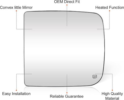 Driver Side Mirror Glass Replacement Fits for 2009 Dodge Ram 1500, 2010-2019 Ram 1500 2500 3500 4500 5500, 2019-2020 Pickup Classic Left Side Heated Mirror Replace 68067727AA in Saudi Arabia